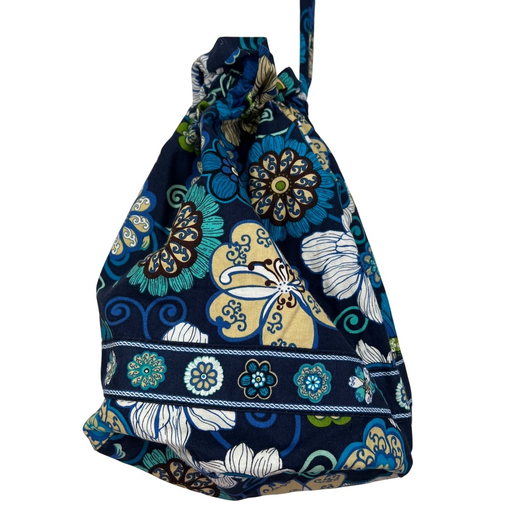 Vera Bradley Retired Mod Floral Blue Ditty Bag Drawstring Travel Pouch Swimsuit
